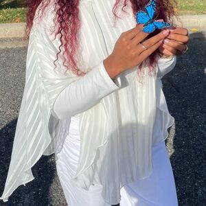 Sheer White Striped Top